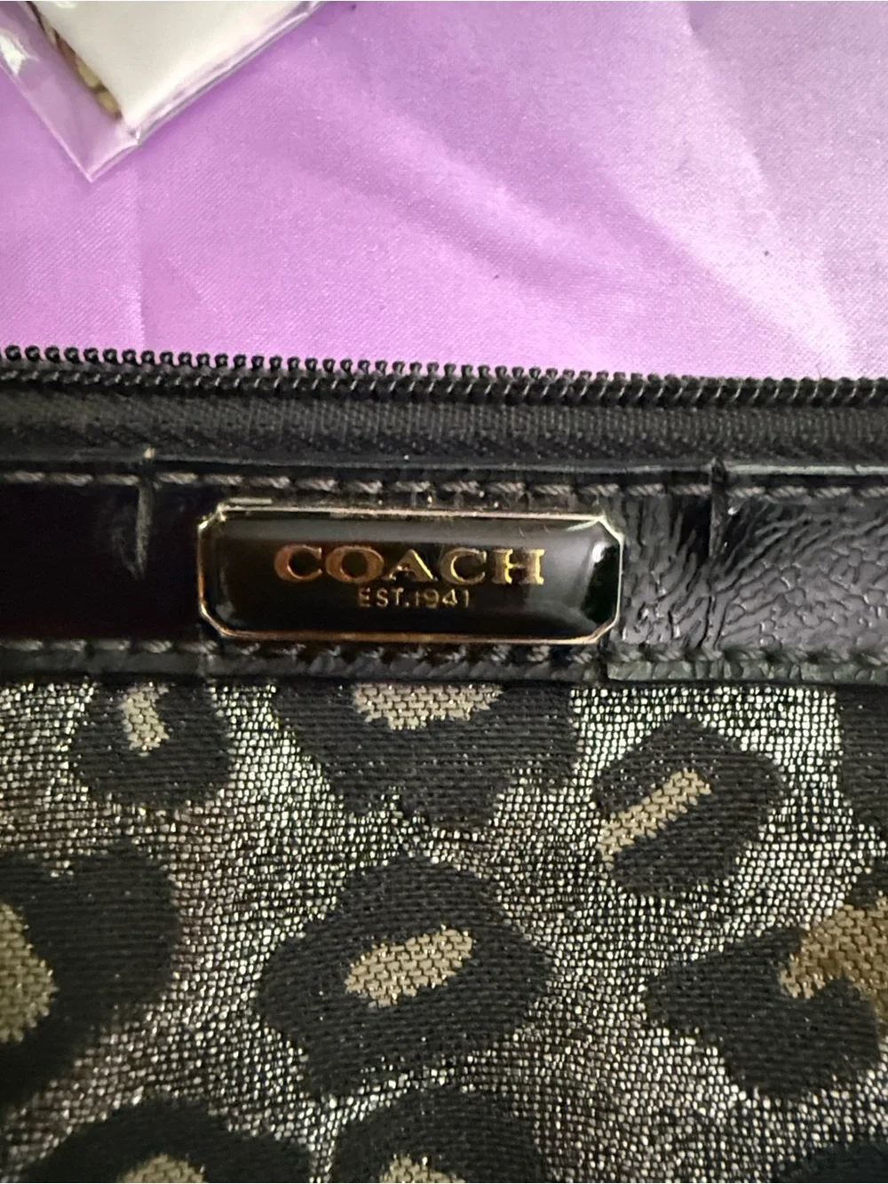 COACH Leopard Ocelot Print Wristlet Clutch in Brown, Silver and Black